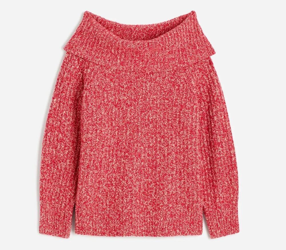 Madewell Cotton Wool Blend Off The Shoulder Sweater XS Pale Blush Relaxed